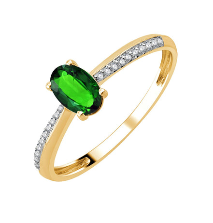 Oval Emerald & Diamonds 0.05ct