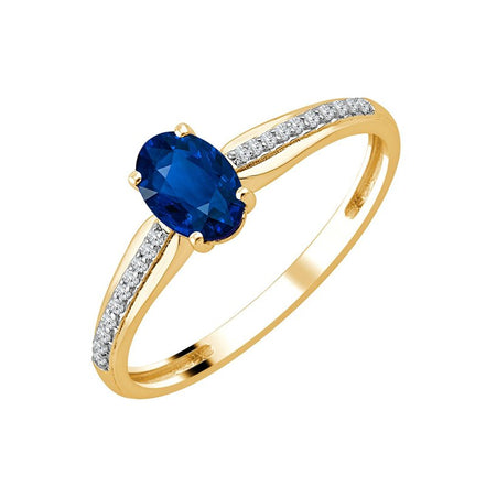 Bague Saphir Ovale & Diamants Clos 0,05ct II