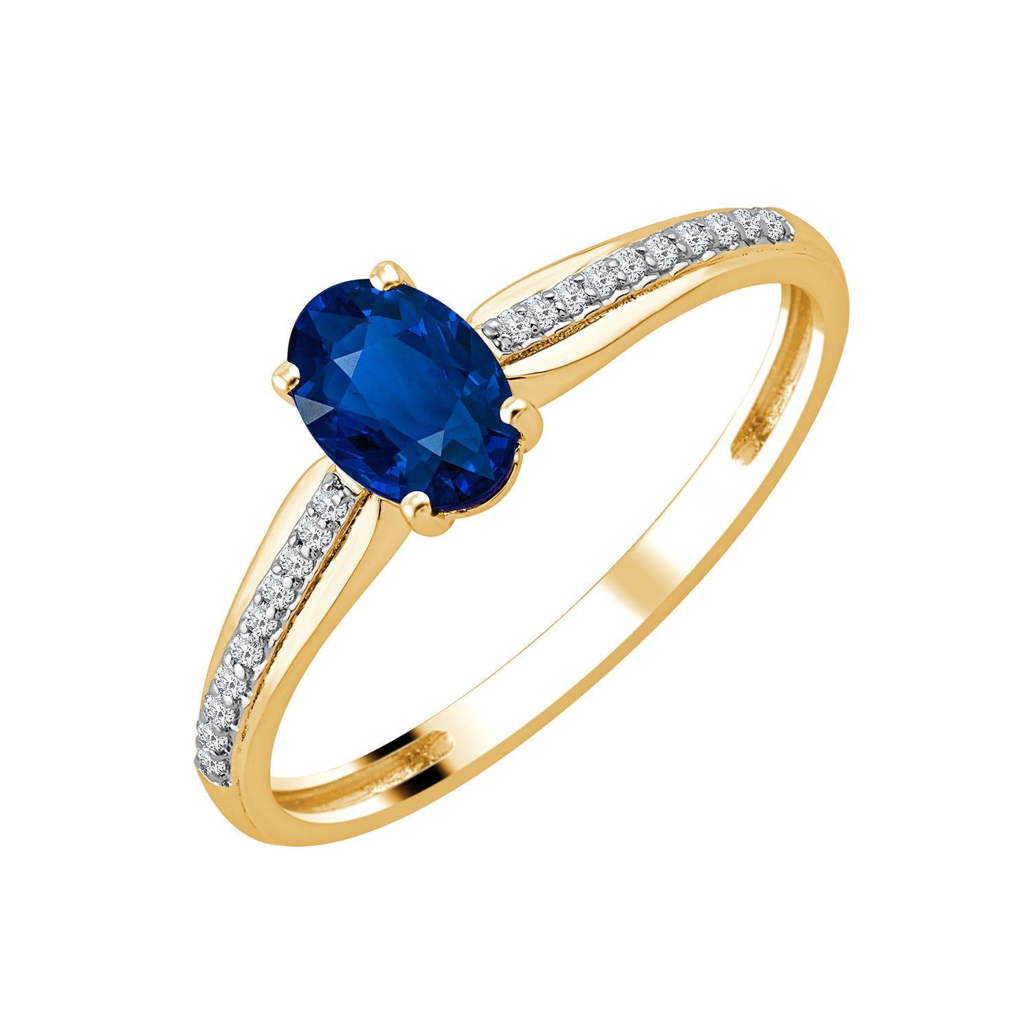 Bague Saphir Ovale & Diamants Clos 0,05ct II