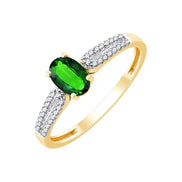 Oval Emerald & 0.08ct Diamonds