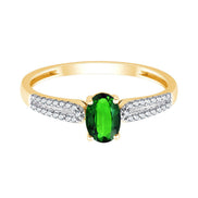 Oval Emerald & 0.08ct Diamonds
