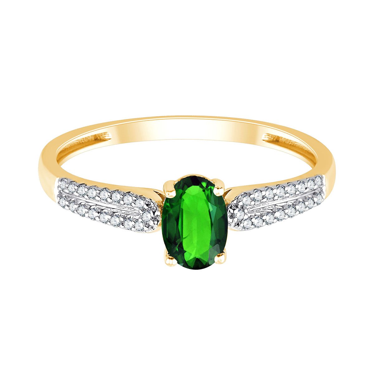 Oval Emerald & 0.08ct Diamonds