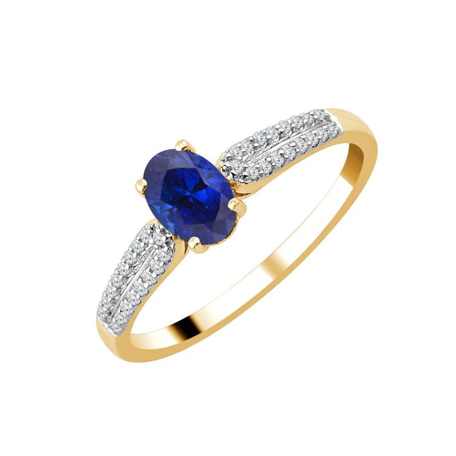 Oval Sapphire & Diamonds 0.08ct