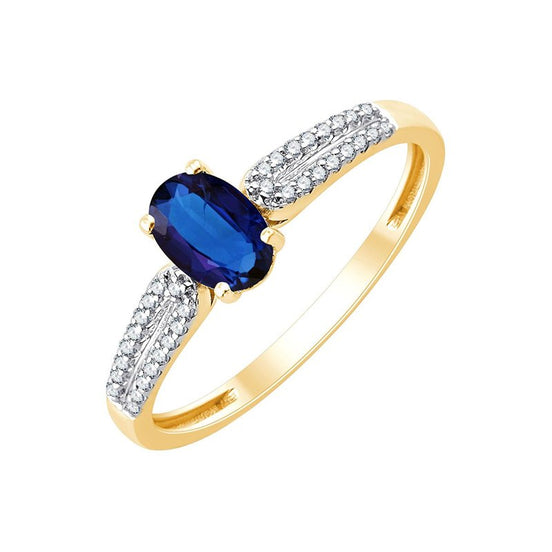 Oval Sapphire & Diamonds 0.08ct