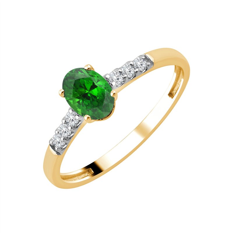 Oval Emerald & Diamonds 0.07ct