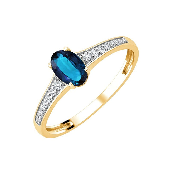 Oval Sapphire & Diamonds 0.07ct I