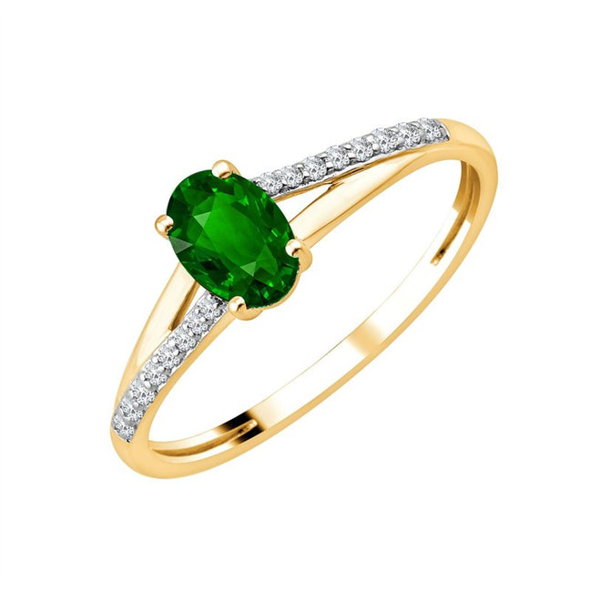 Oval Emerald & Diamonds 0.07ct