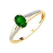 Oval Emerald & Diamonds 0.07ct