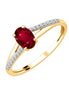 Bague Ovale en Rubis Sertie Clos et Diamants 0,07ct