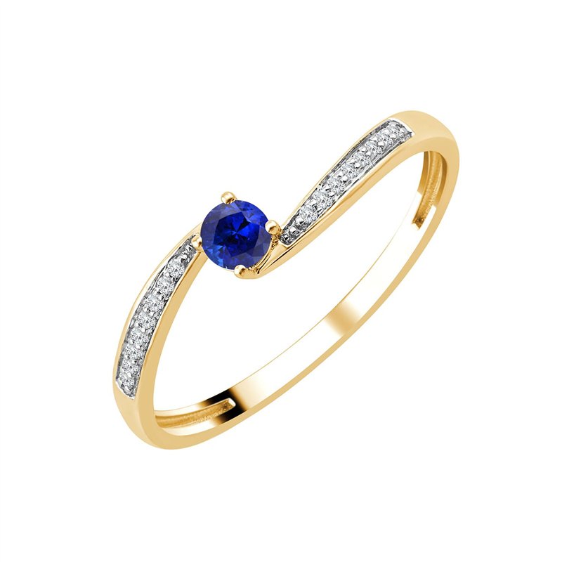 Saphir rond et diamants 0,03ct I