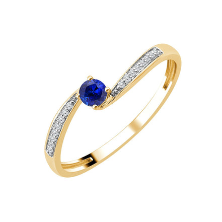 Saphir rond et diamants 0,03ct I