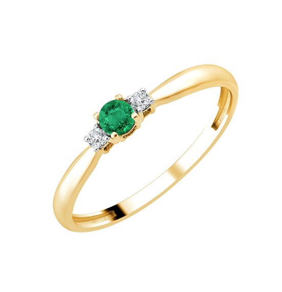 Anneau émeraude et diamants ronds 0,02ct I