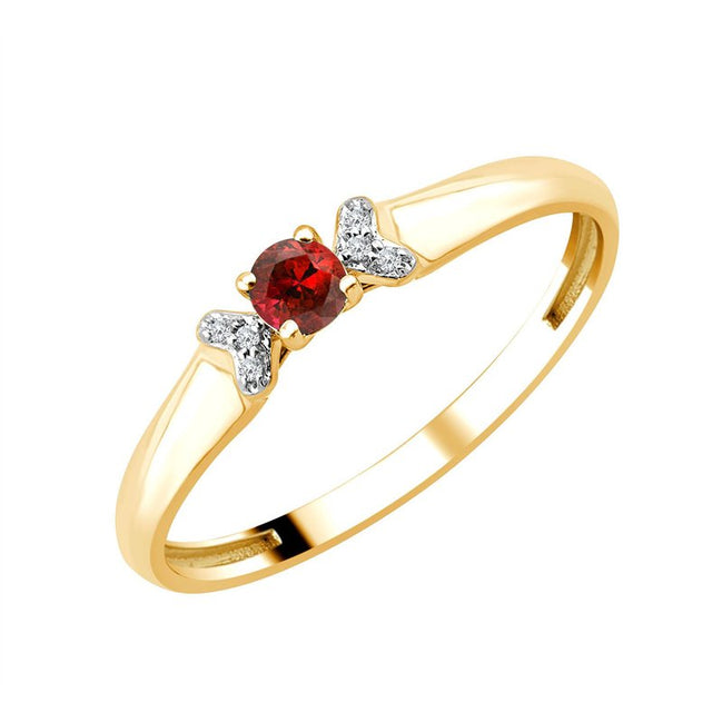 Round Ruby & 0.01ct Diamonds