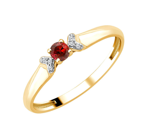 Round Ruby & 0.01ct Diamonds