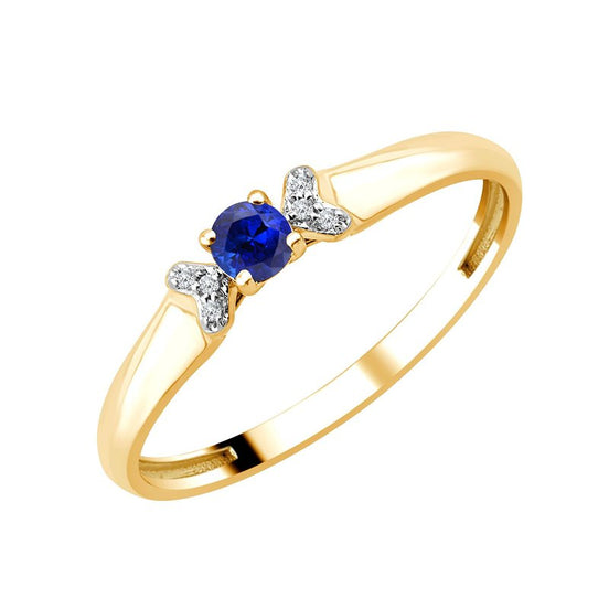 Saphir Rond et Diamants 0,01ct I