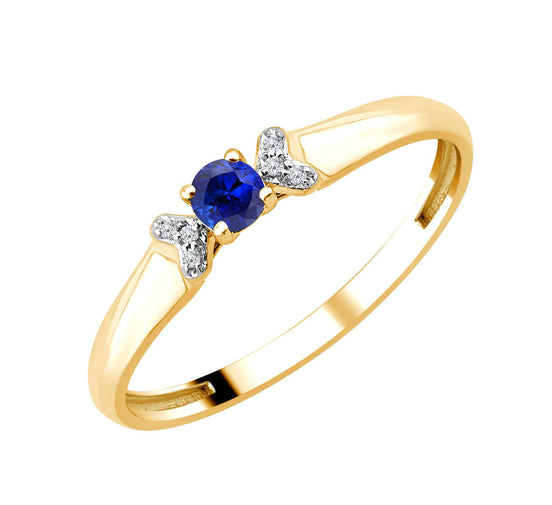 Saphir Rond et Diamants 0,01ct I