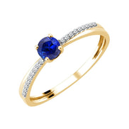 Saphir rond et diamants 0,04 ct