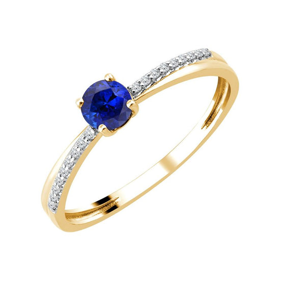 Saphir rond et diamants 0,04 ct