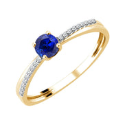 Saphir rond et diamants 0,04 ct