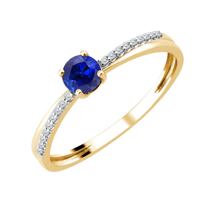 Saphir rond et diamants 0,04 ct