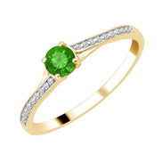 Round Emerald & Diamonds 0.04ct