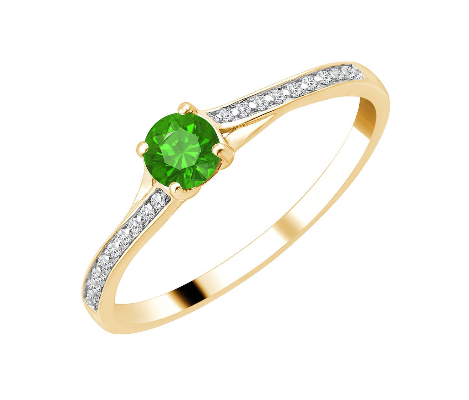 Round Emerald & Diamonds 0.04ct