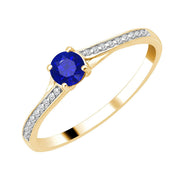 Sertissage clos saphir rond et diamants 0,04 ct