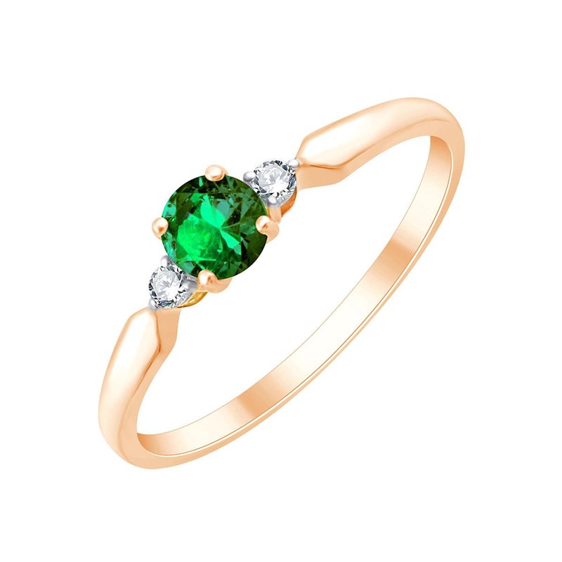 Toi & Moi Rond Émeraude & Diamants 0,03ct II