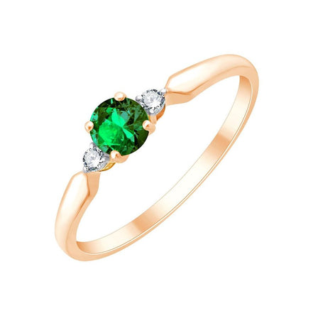 Toi & Moi Rond Émeraude & Diamants 0,03ct II