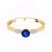 Saphir rond et diamants 0,02 ct II