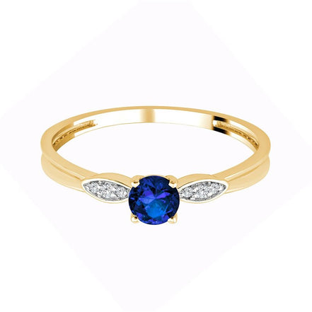 Saphir rond et diamants 0,02 ct II