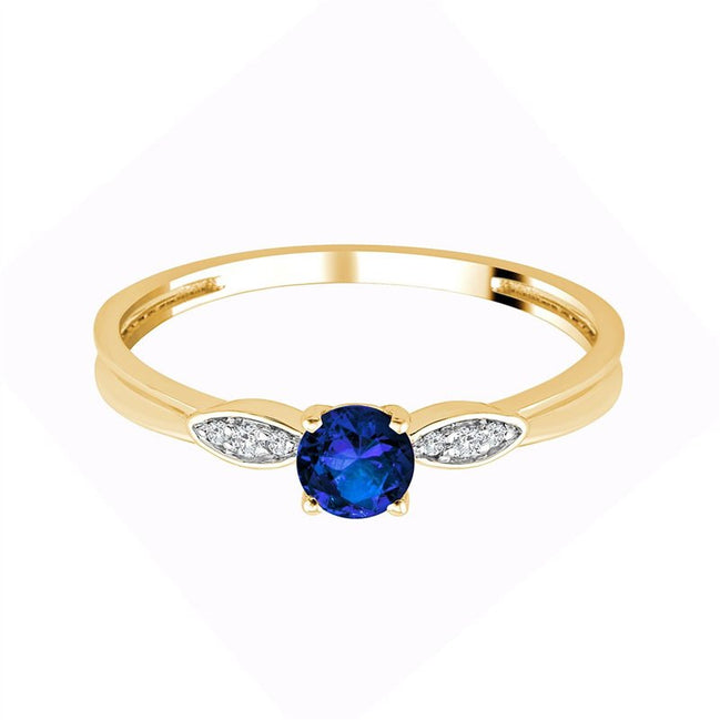 Saphir rond et diamants 0,02 ct II