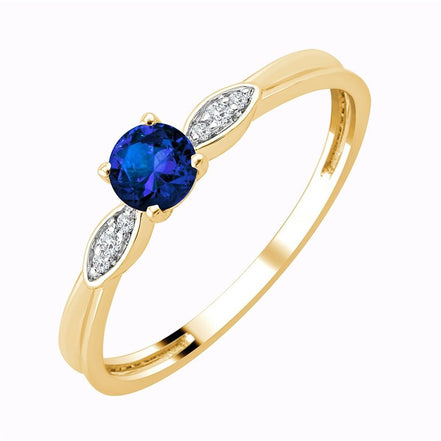 Saphir rond et diamants 0,02 ct II