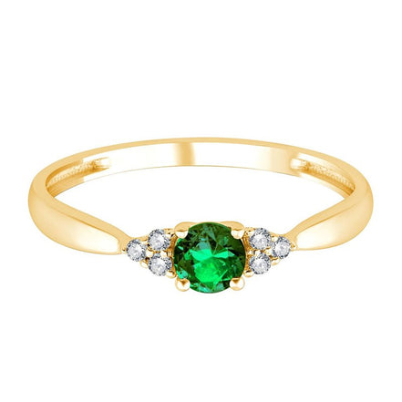 Bague Émeraude Ronde et Diamants 0,03ct