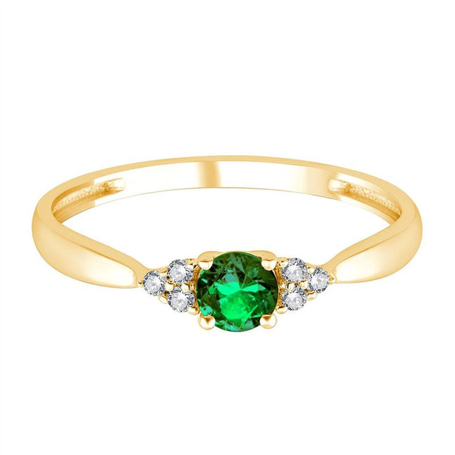 Bague Émeraude Ronde et Diamants 0,03ct