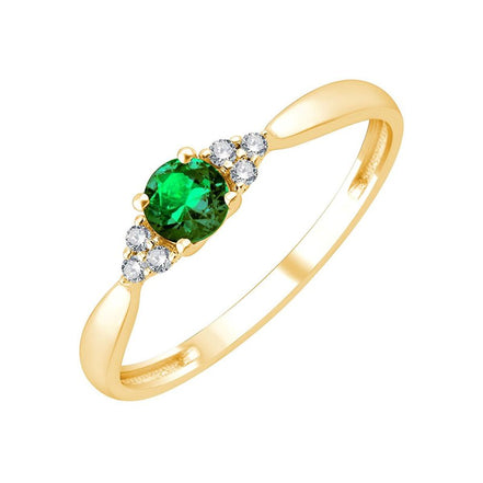 Bague Émeraude Ronde et Diamants 0,03ct