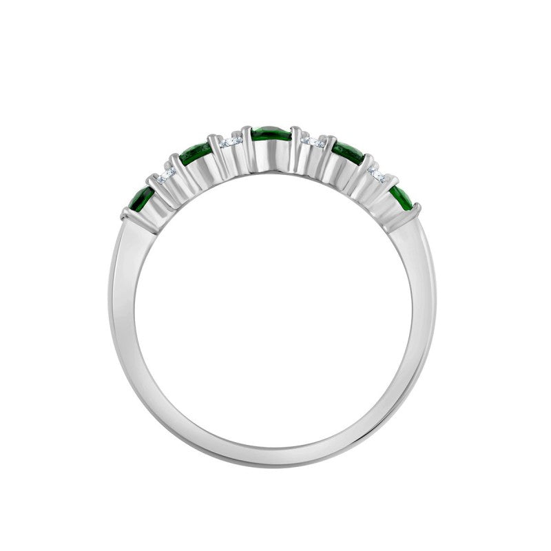 Bague, Alliance Émeraude & Diamants 0,65ct