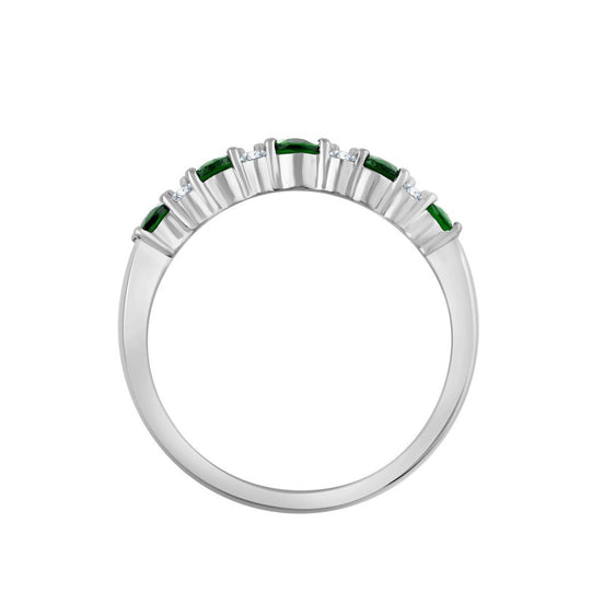 Bague, Alliance Émeraude & Diamants 0,65ct