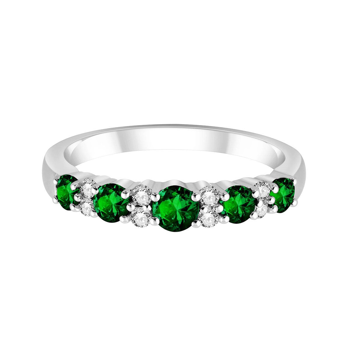 Bague, Alliance Émeraude & Diamants 0,65ct