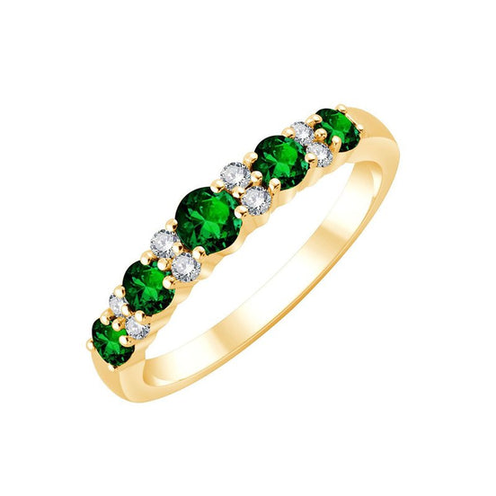 Demi Alliance Trilogie Émeraude & Diamants 0,1ct