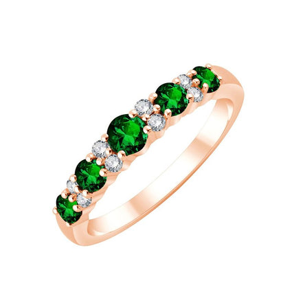 Demi Alliance Trilogie Émeraude & Diamants 0,1ct