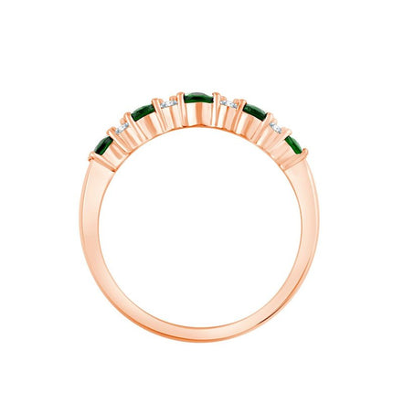 Demi Alliance Trilogie Émeraude & Diamants 0,1ct