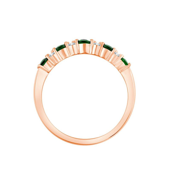 Demi Alliance Trilogie Émeraude & Diamants 0,1ct