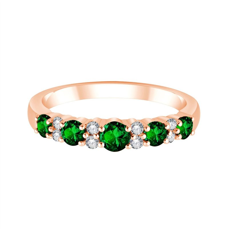 Demi Alliance Trilogie Émeraude & Diamants 0,1ct