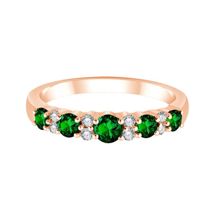 Demi Alliance Trilogie Émeraude & Diamants 0,1ct