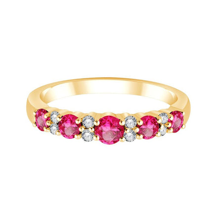 Half Eternity Ring Ruby & Diamonds 0.1ct