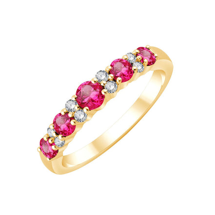 Half Eternity Ring Ruby & Diamonds 0.1ct