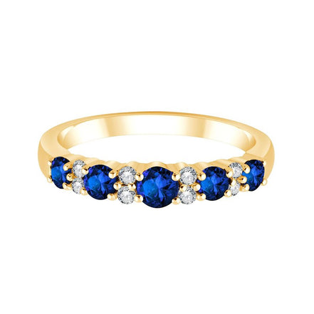 Demi-alliance saphir et diamants 0,1 ct