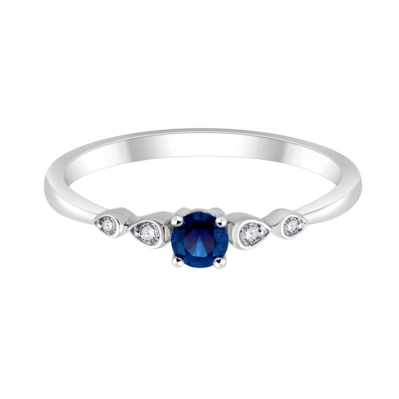 Saphir rond et diamants 0,18 ct I