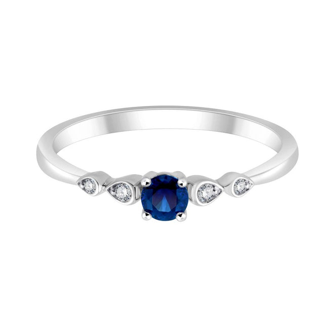 Saphir rond et diamants 0,18 ct I